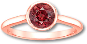 Bague Solitaire Grenat Malaya Or Rose