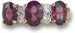 Rose Gold, Rhodolite Garnet and White Sapphire Ring