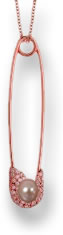 Rose Gold & Pearl Safety Pin Pendant