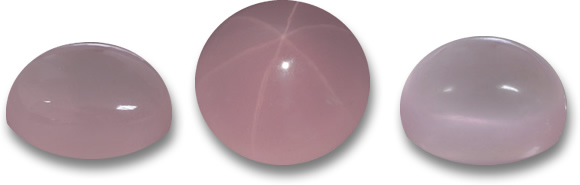 Cabochon in quarzo rosa e quarzo rosa stellato