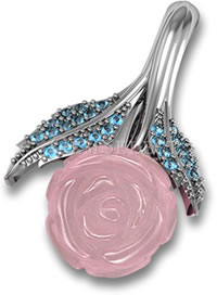 Carved Rose Quartz Flower Pendant