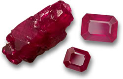 Rough and Faceted Ruby Gemstones