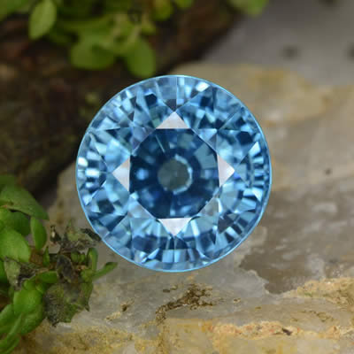 Round Blue Zircon Gemstone