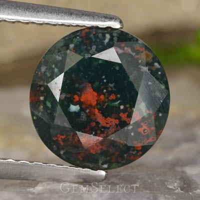 Round Faceted Bloodstone Gem