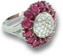 Ruby and Diamond Flower Cocktail Ring