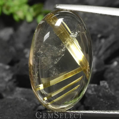 Rutile Quartz Cabochon with Golden Rutile Ribbons