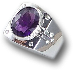 Bague homme améthyste violette