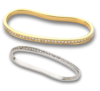 Silver Palm Cuff with Channel-Set White Gems