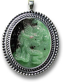 Silver Ruby-Zoisite Cameo Pendant