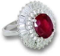 Bague Halo en argent et rubis