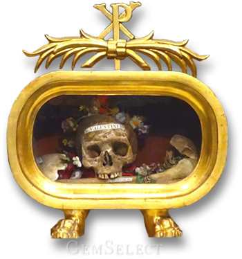 La Calavera de San Valentín de Roma en un Relicario de Oro