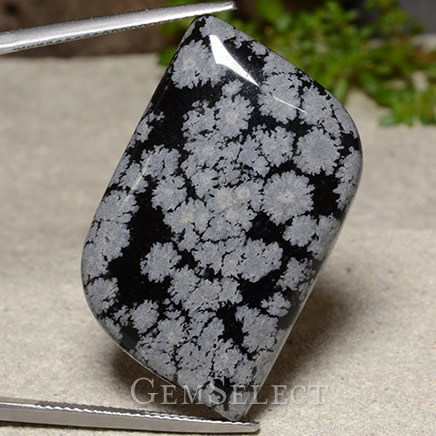 Cabochon obsidienne flocon de neige