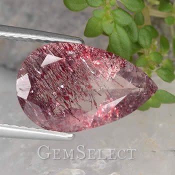 Pear-Shaped Strawberry Quartz Gemstone