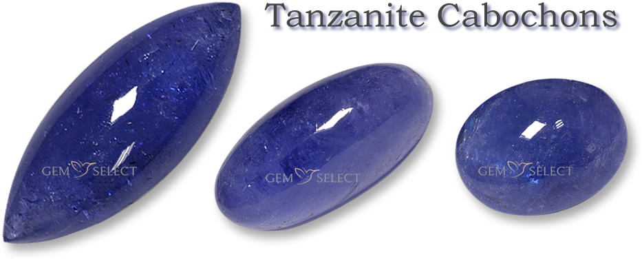Una foto de piedras preciosas de cabujón de tanzanita de GemSelect
