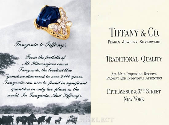 Tiffany's Tanzanite Advertisement