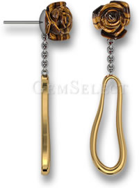 Carved Tiger's Eye Dangle Earrings