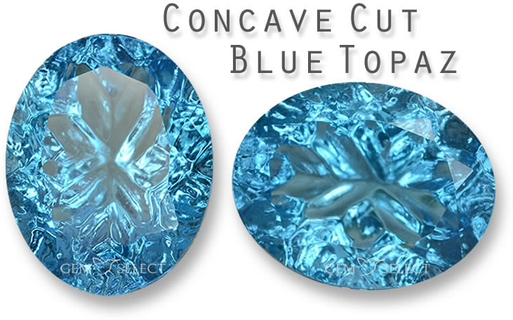 A Concave Cut Blue Topaz Gemstone from GemSelect
