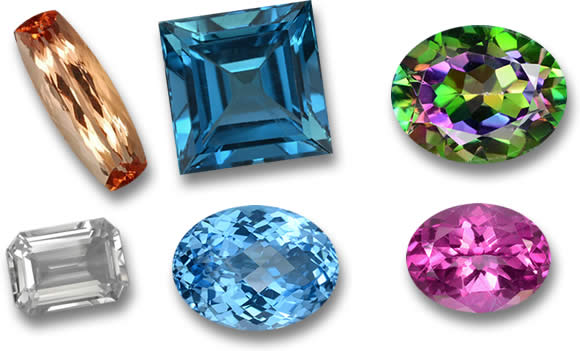 Topaz Colors:  Blue Topaz, Mystic Topaz, Imperial Topaz, White Topaz & Pink Topaz