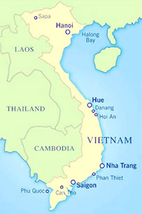 Mapa, de, vietnam