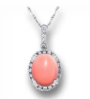 White Gold and Diamond Conch Pearl Necklace Pendant