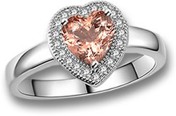 Rhodium-Plated White Gold and Morganite Ring