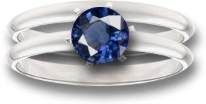 Blue Sapphire and White Gold Bridal Rings