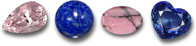 Pierres d'amour Kunzite, Lapis, Rhodonite et Saphir