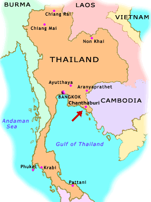 Carte de la Thaïlande - Chanthaburi