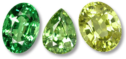 Green Garnets: Tsavorite, Demantoid and Grossularite