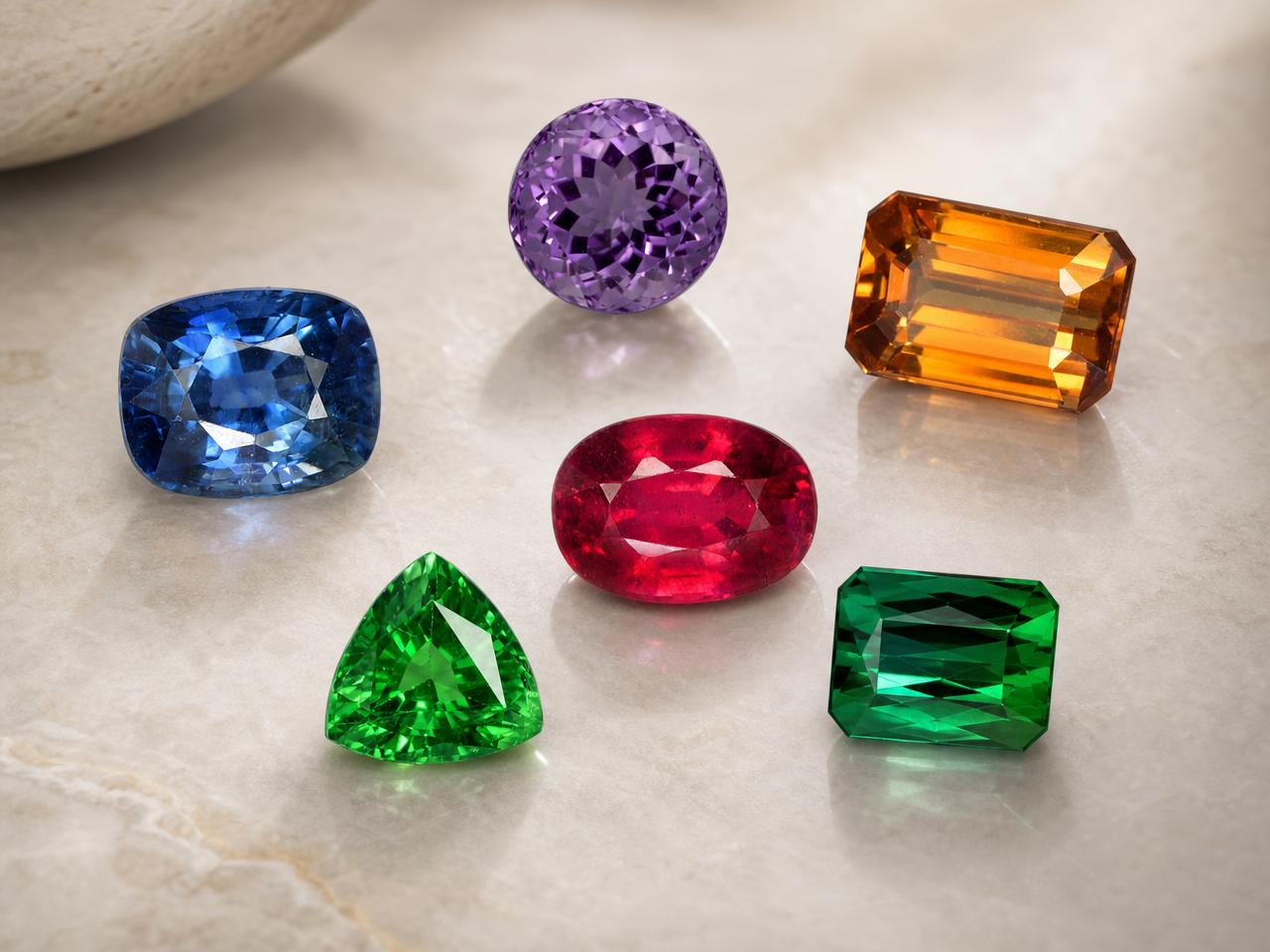 Natural loose gemstones suitable for 1–2 ct center stones