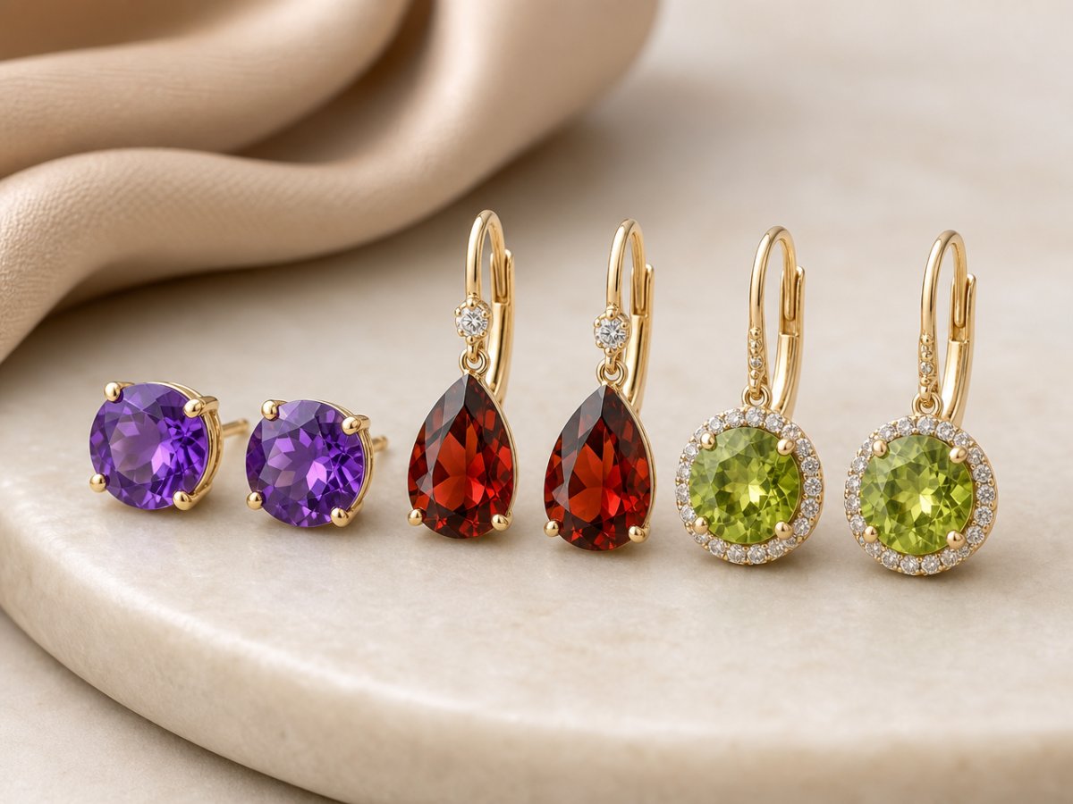 Natural gemstone gemstones shown in jewelry
