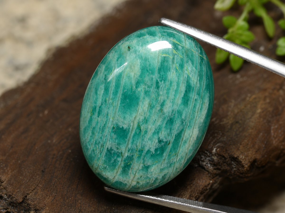 Close-up view of natural Amazonite gemstones