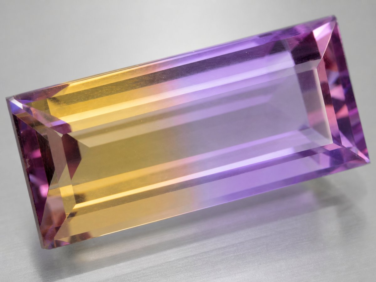 Close-up view of natural Ametrine gemstones