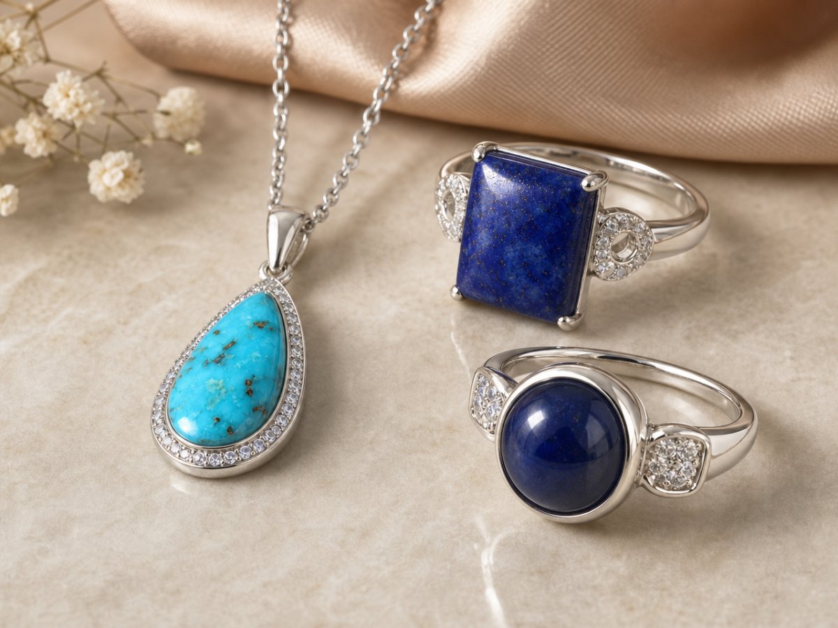 Natural gemstone gemstones shown in jewelry
