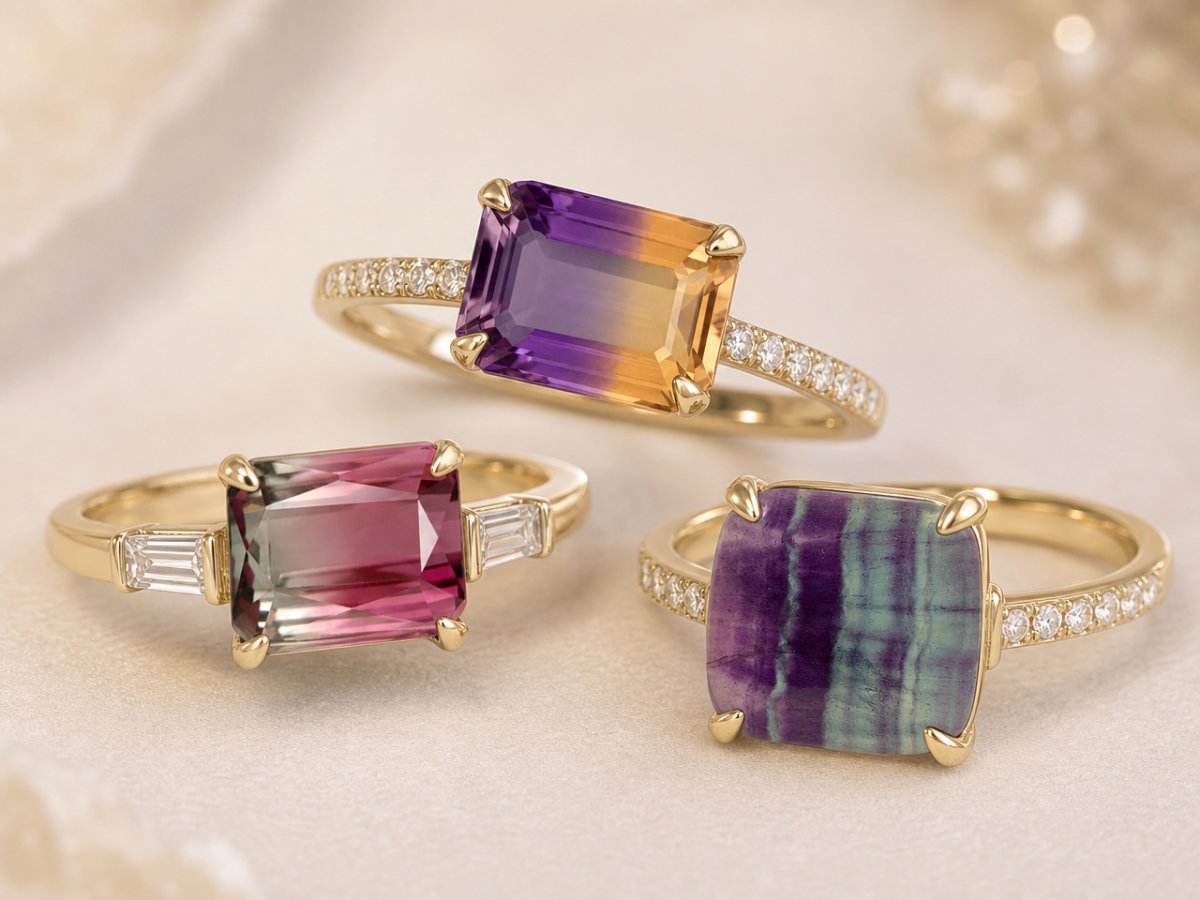 Natural gemstone gemstones shown in jewelry