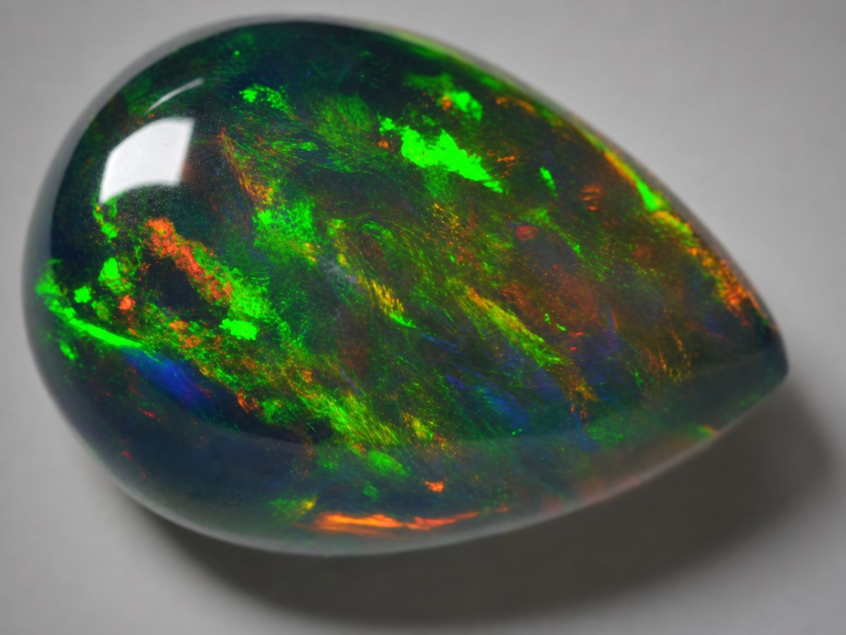 Close-up view of natural Black Opal gemstones