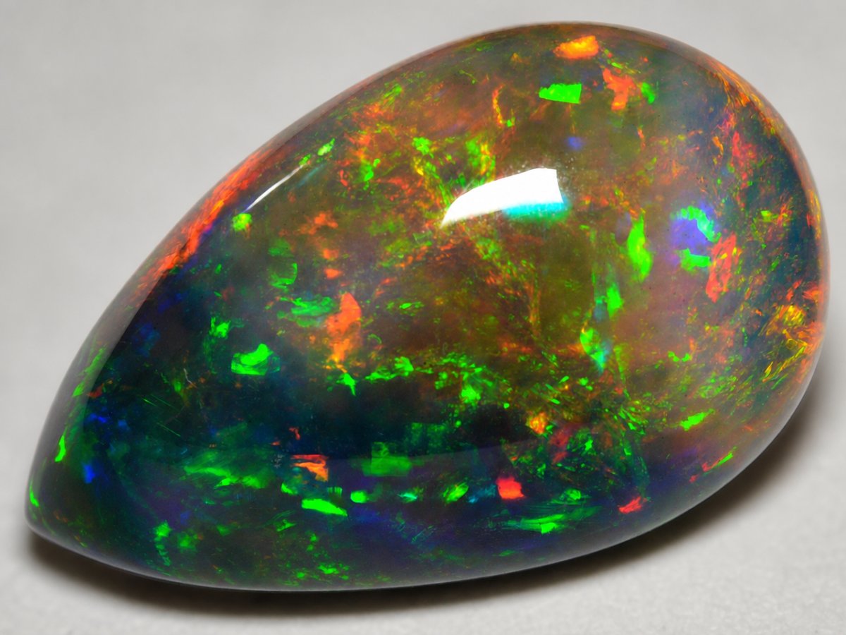 Close-up view of natural Black Opal gemstones