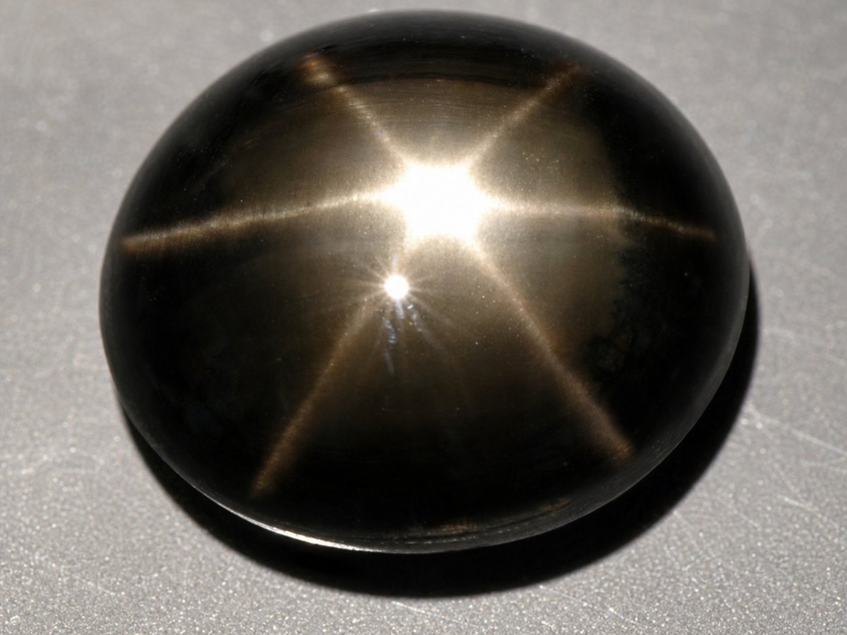 Close-up view of natural Black Star Sapphire gemstones