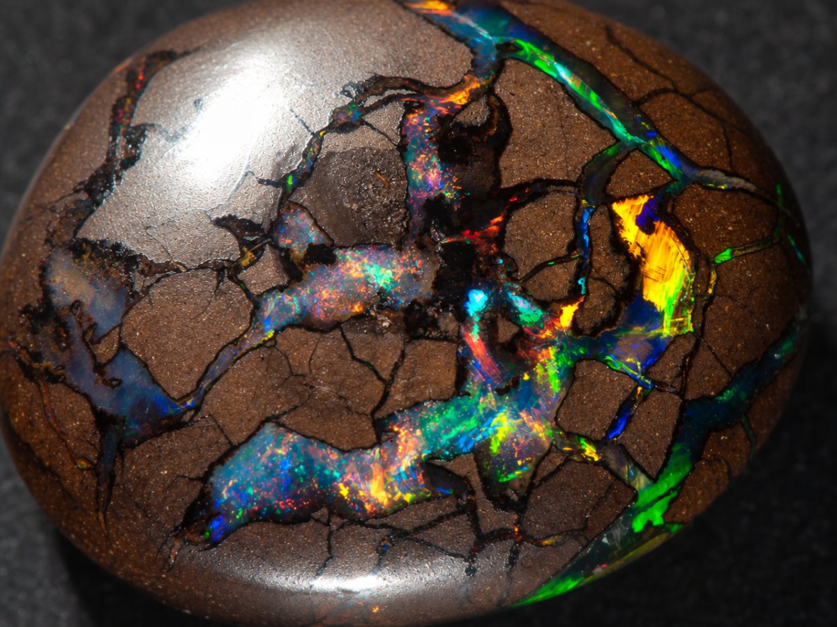 Close-up view of natural Boulder Opal gemstones