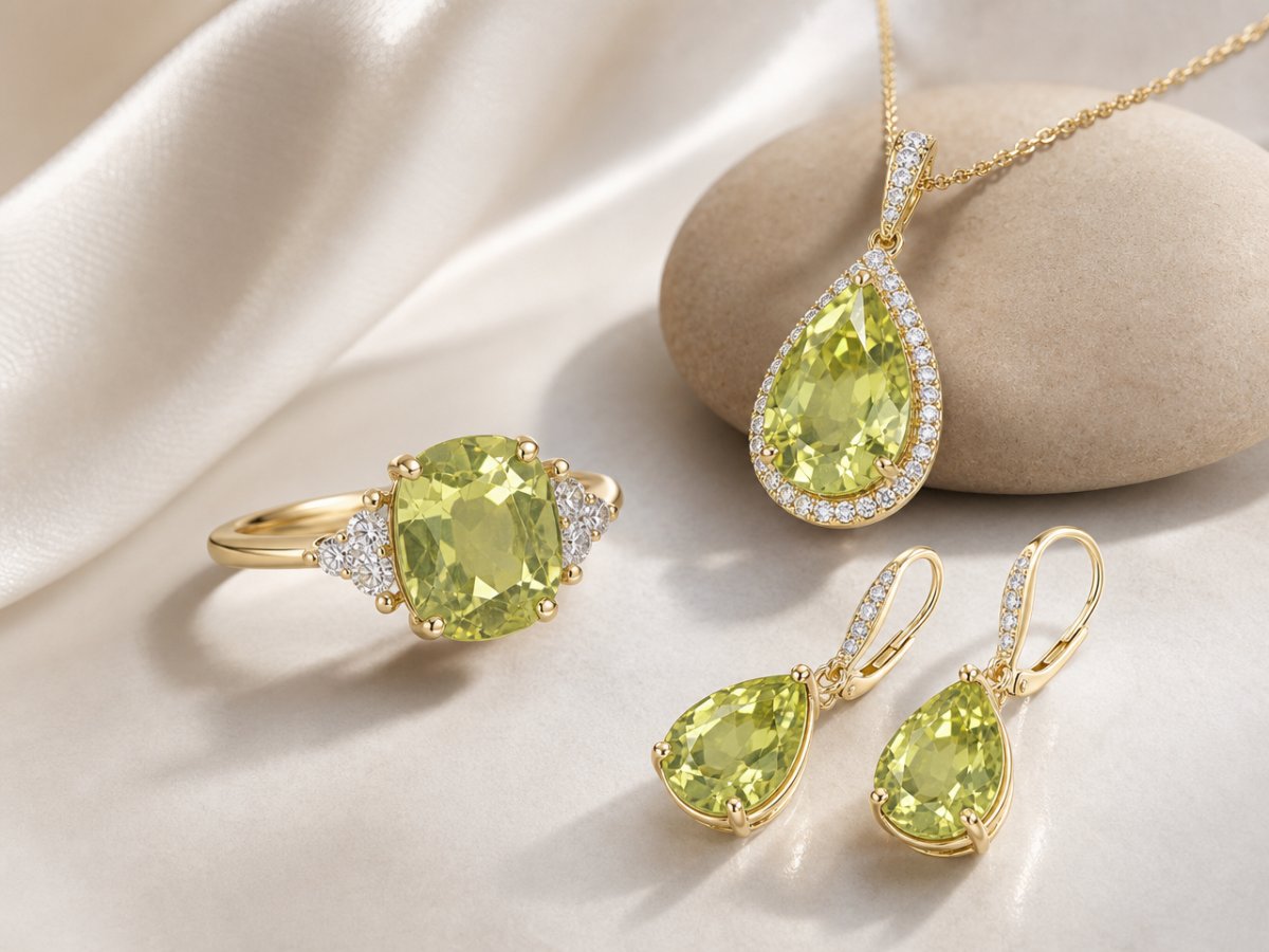 Chrysoberyl gemstones shown in jewelry