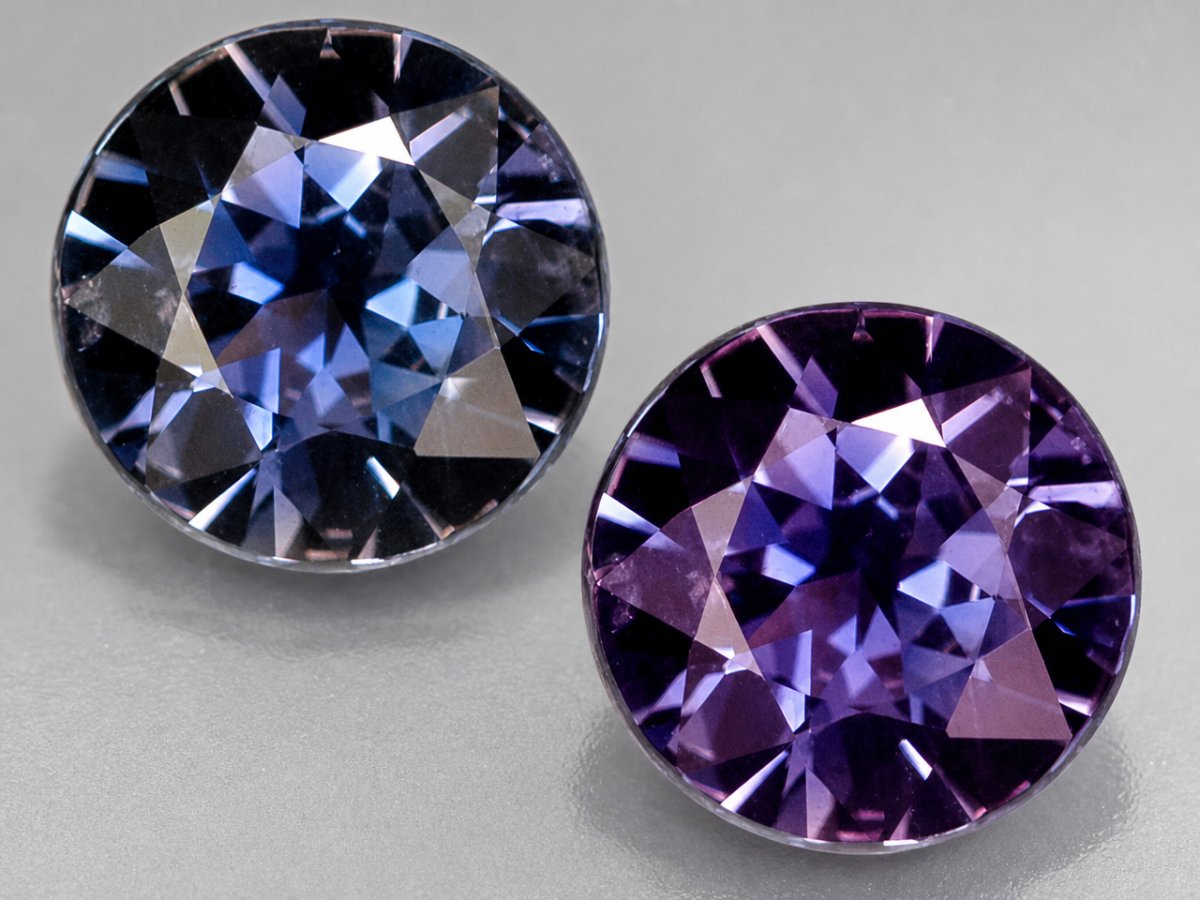 Close-up view of natural Color-Change Sapphire gemstones