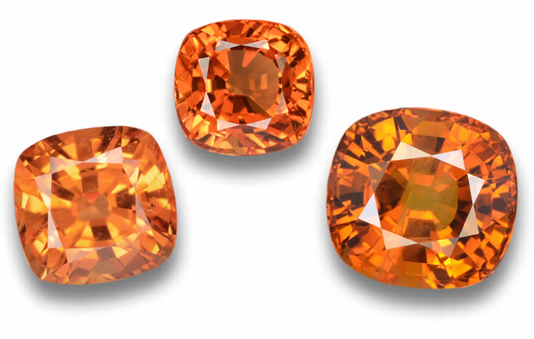 Cushion Cut Orange Sapphire Gems - Natural, Certified