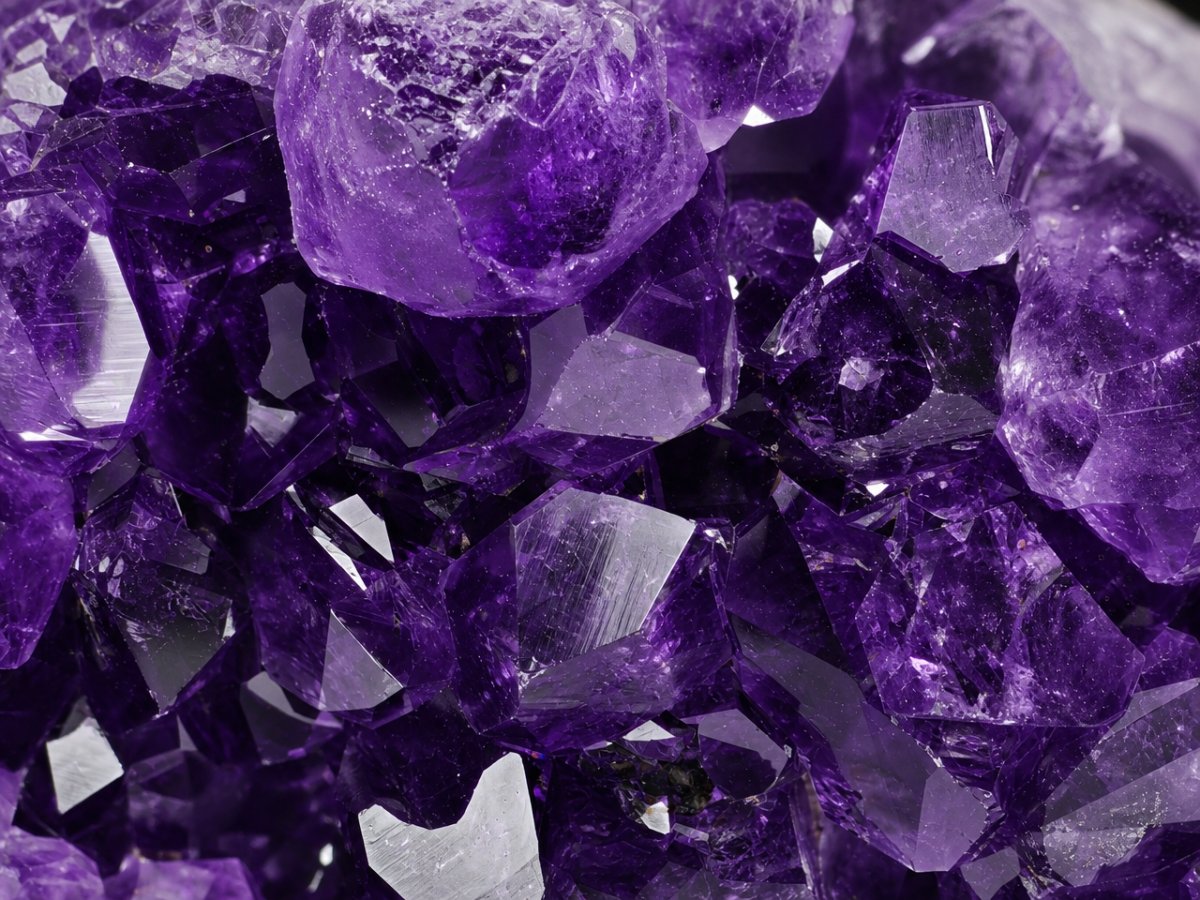 Close-up view of natural Druzy Amethyst gemstones