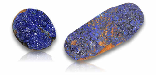 Piedras preciosas de azurita druzy