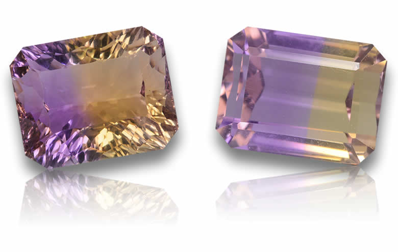 Emerald Cut Ametrine Gems - Natural, Certified