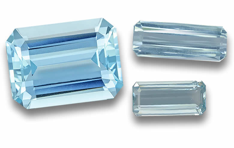 Emerald Cut Aquamarine Gemstones - Natural, Certified