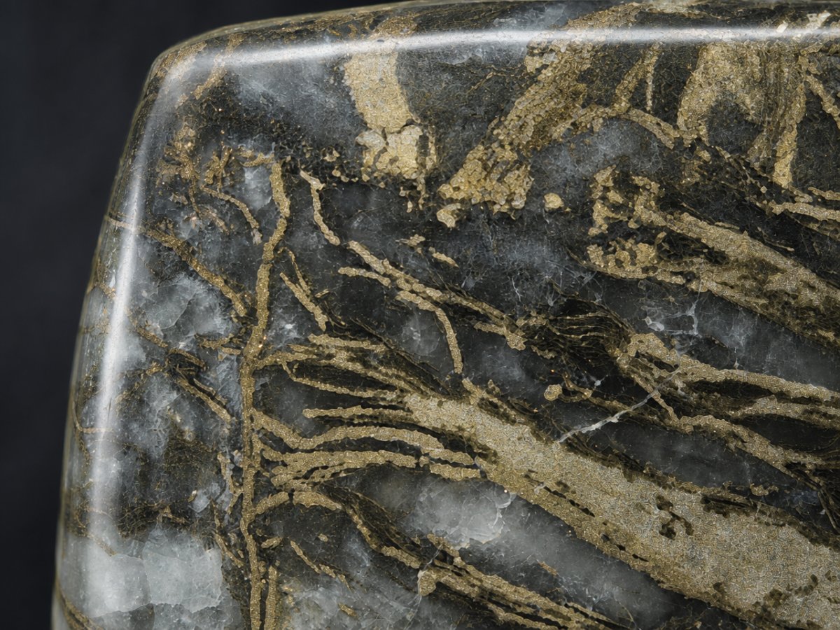 Close-up view of natural Feather Pyrite gemstones