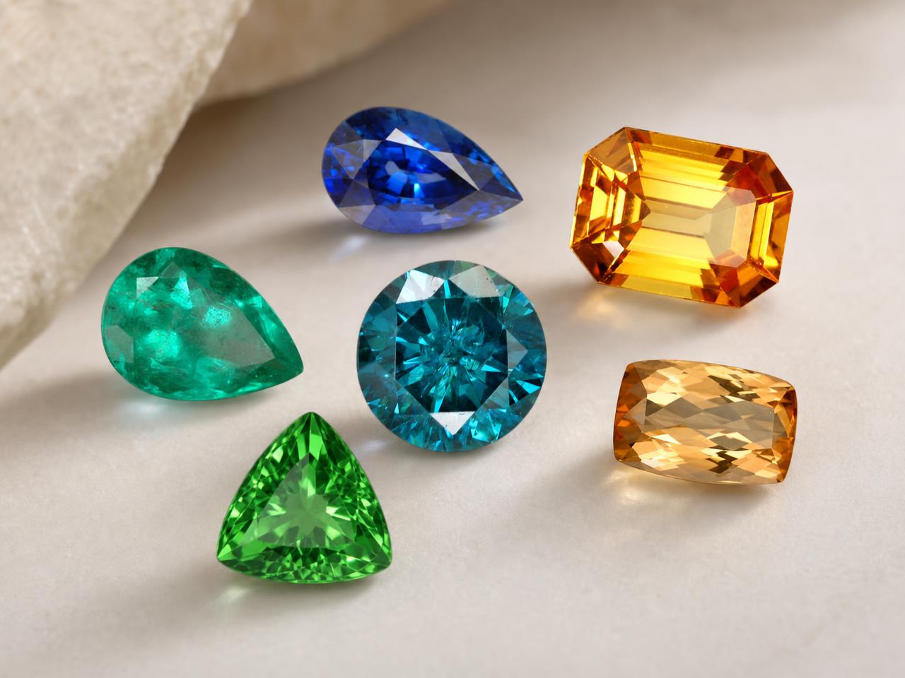Luxury natural loose gemstones in assorted fine jewelry colors