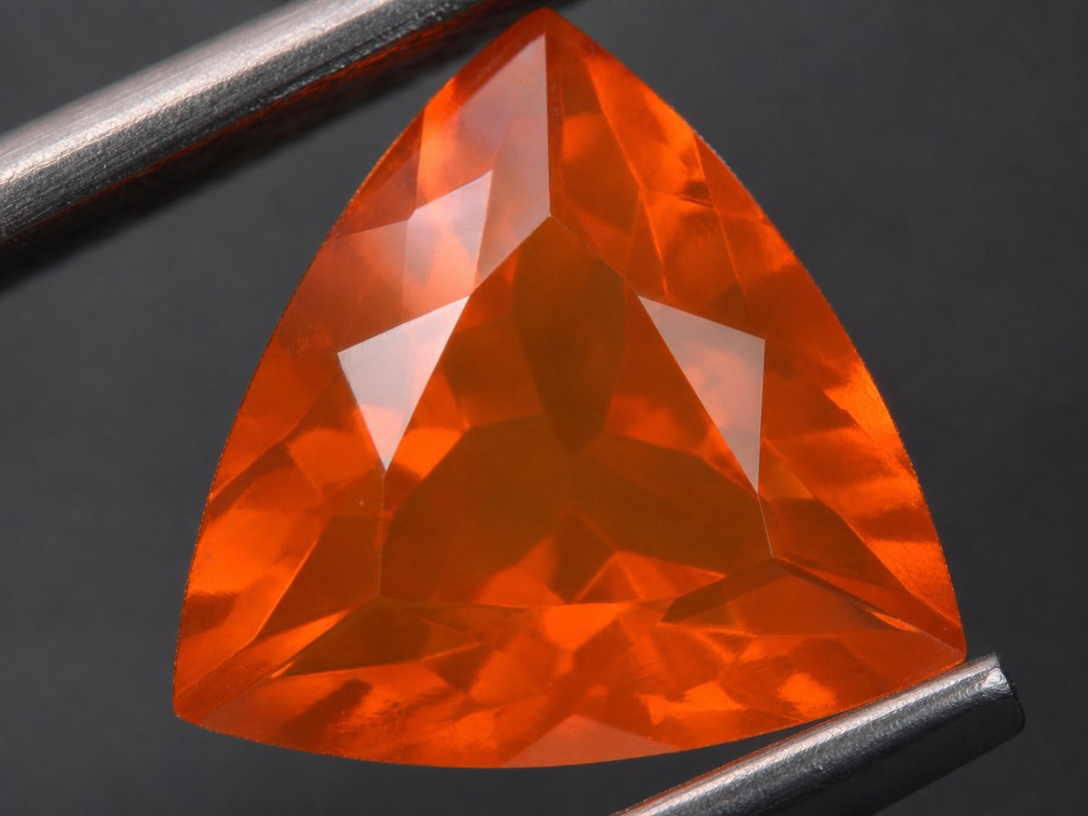 Close-up view of natural Fire Opal gemstones