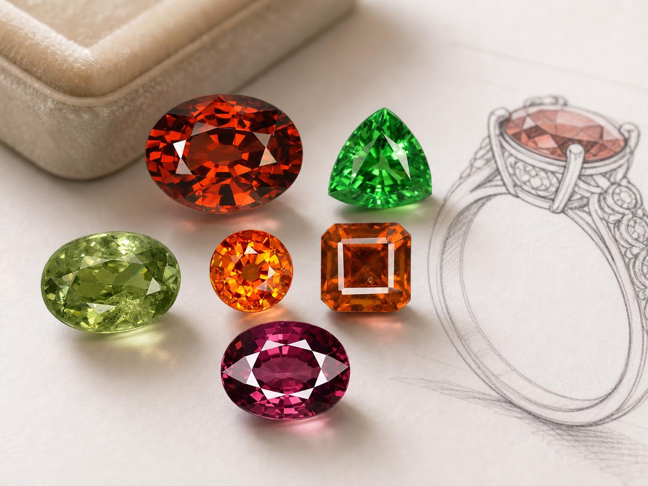 Loose garnet gemstones for ring designs